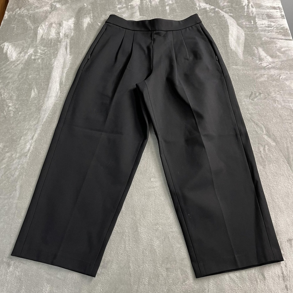 Spanx Ponte Pleated Pants Womens L Black Barrel Pull On Dress Workwear Office